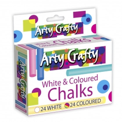 White & Coloured Chalk (48 Pack)