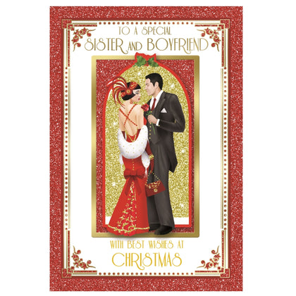 To A Special Sister and Boyfriend Beautiful Couple Christams Card