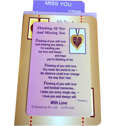 Thinking Of You And Miss You Sentimental Keepsake Wallet / Purse Card