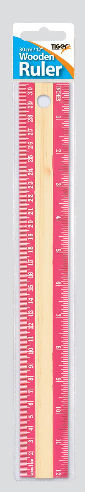 30cm Wooden Ruler Assorted Colours