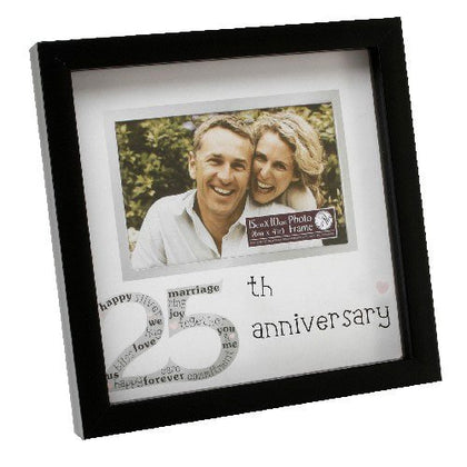 25th Anniversary Sentiment Symbols Black Photo Frame
