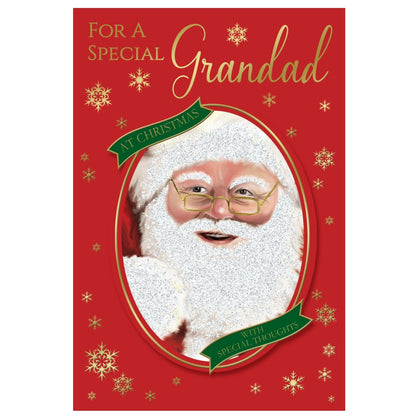 For a Special Grandad Glitter Finished Santa Design Christmas Card
