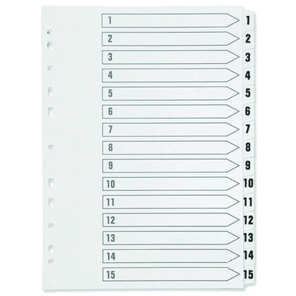 1-15 Index Multi-Punched Reinforced Board Clear Tab A4 White