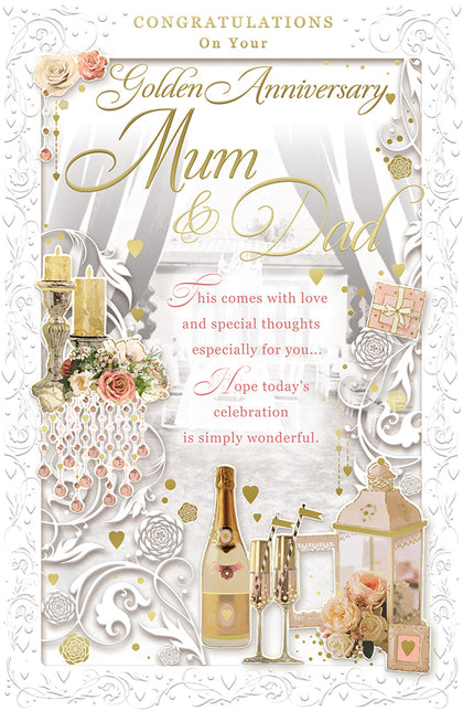 Congratulations On Your Golden Anniversary Mum & Dad Opacity Card