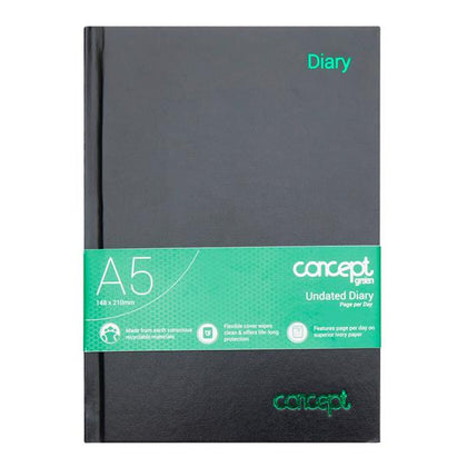 A5 Page A Day Undated Diary by Concept Green