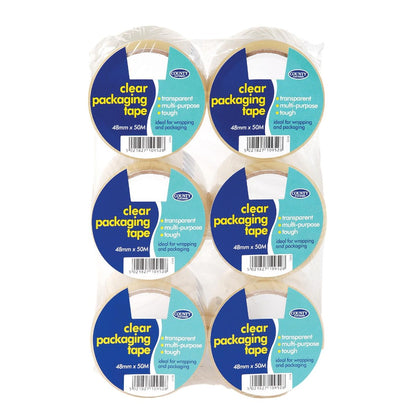 Pack of 6 Clear Packing Tape 48mm x 50M