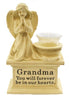 Grandma Graveside Memorial Angel Cherub Praying Kneeling with Glass T Lite Holder