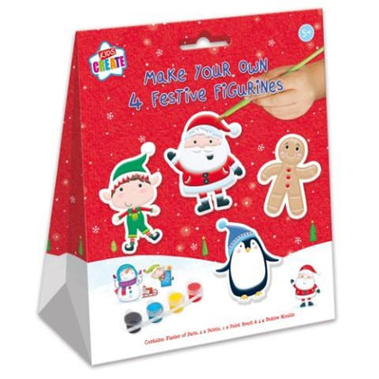 Pack of 4 Make Your Own Christmas Festive Figurines