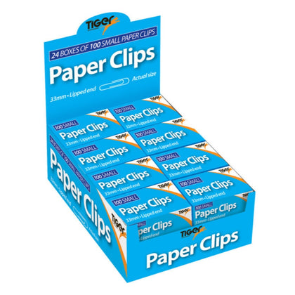 24 Boxes of 100 Pack Paper Clips 33mm