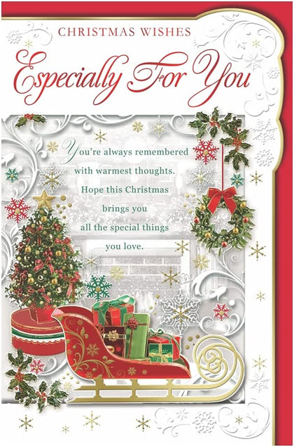 Especially For You Sleigh With Gifts Design Open Christmas Card