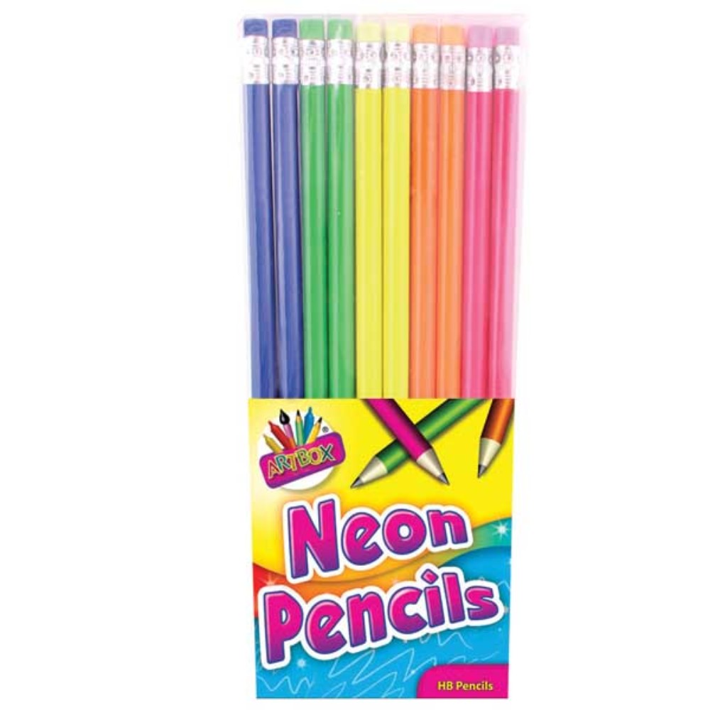 10 Neon Rubber Tip HB Pencils