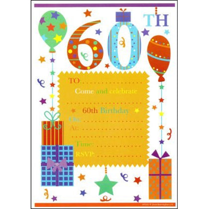 60th Birthday Party Invitations - 20 Pack