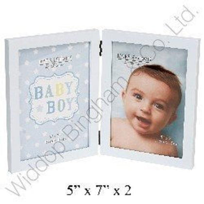 Baby Boy Hinged Photo Frame Holds 2 x 5''x7''