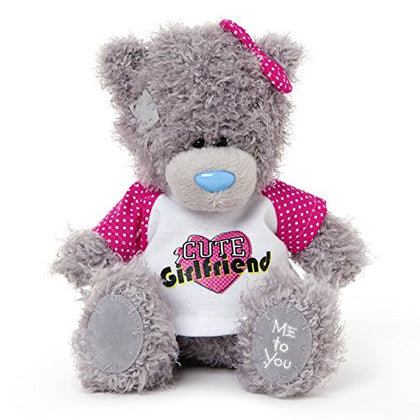 Me to You 6-inch Tatty Teddy Bear Wearing a Cute Girlfriend T-Shirt (Grey)