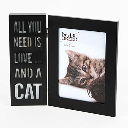 All You Need Is Love And A Cat' LED Freestanding Black Photo Frame