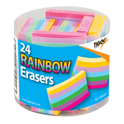 Tub of 24 Rainbow Erasers