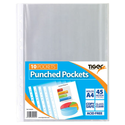 10 Tiger A4 Punched Pockets