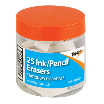 25 x Ink/Pencil Erasers in tub