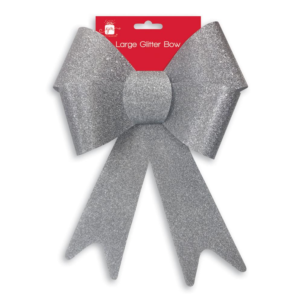 Large Silver Glitter Christmas Bow