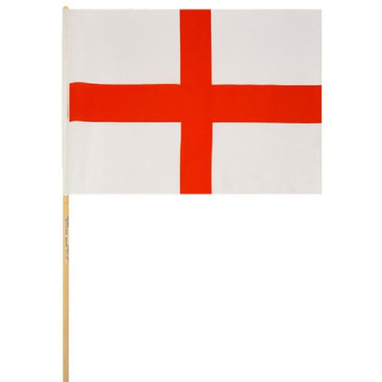 St George Nylon Hand Flag with 62cm Wood Stick England