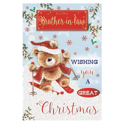 To a Dear Brother In Law Teddy Doing Ice Skating Design Christmas Card