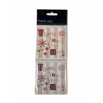 Simon Elvin Open Thank you Cards Twin Design Pack 8 Cards With Envelopes