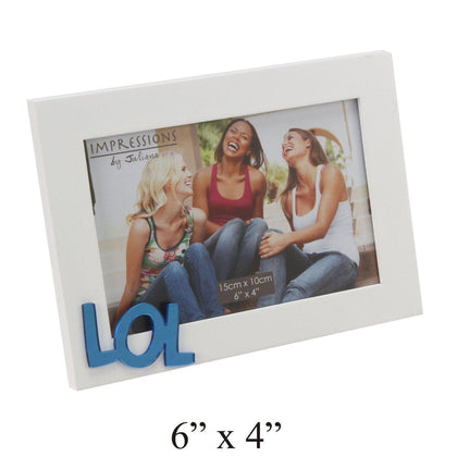 LOL White 6x4 Photo Frame with Mirror Letters