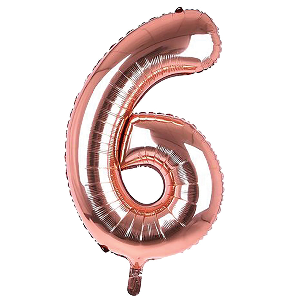 Giant Foil Rose Gold 6 Number Balloon