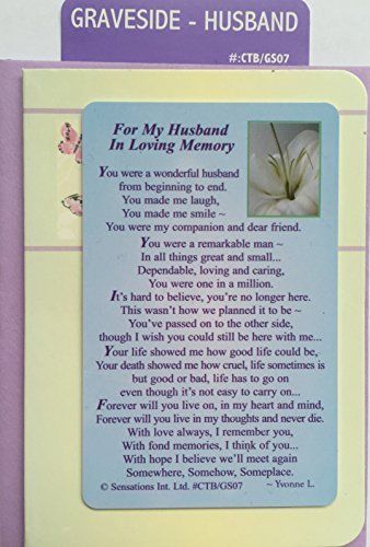 For My Husband In Loving Memory ....Grave Card (Sentimental Keepsake Wallet / Purse Card)