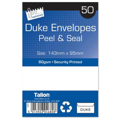 50 Duke White Peel & Seal Envelopes