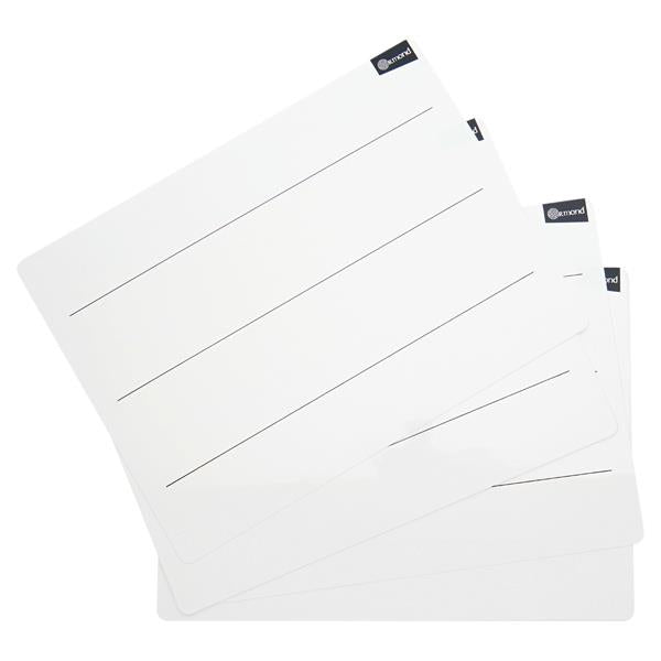 Pack of 10 228x305mm Wide Ruled Dry Wipe Boards by Ormond Choice