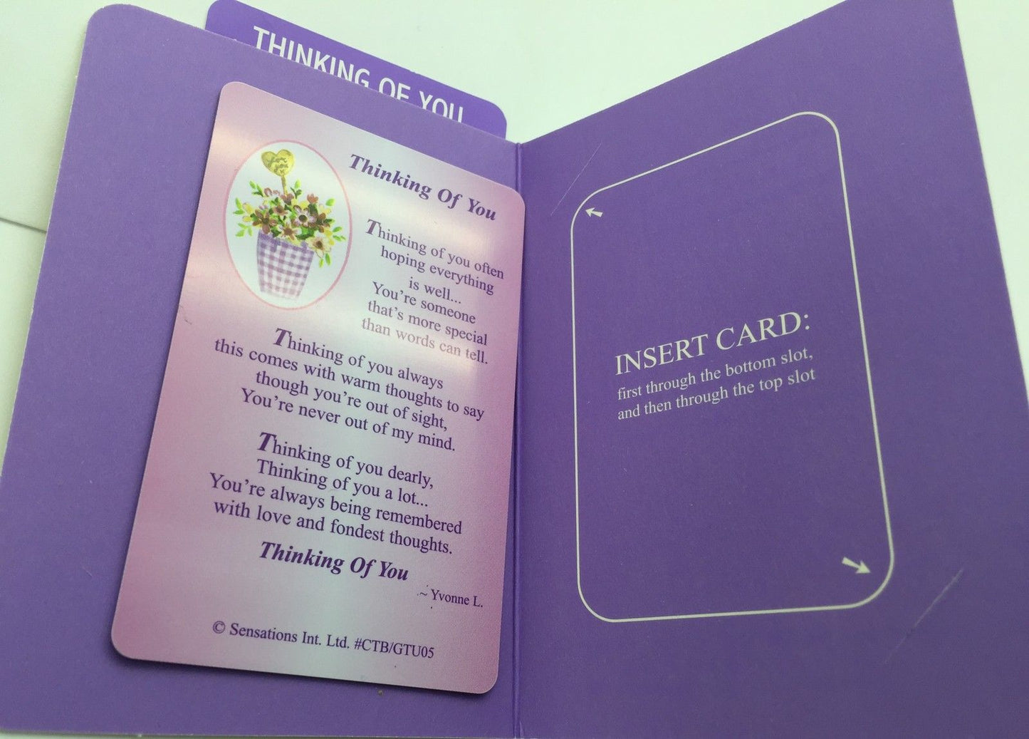 Thinking Of You ....... Sentimental Keepsake Wallet / Purse Card