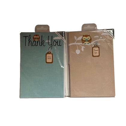 Owl Design Thank You Note Sheets & Envelopes Pack of 20