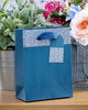Holographic Silver Foil Small Navy Blue Gift Bag