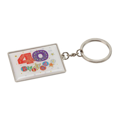 40th Birthday Keyring Talking Pictures Fanfare Rectangle Present Gift