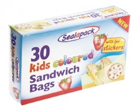 Pack of 30  Kids Coloured Sandwich Bags