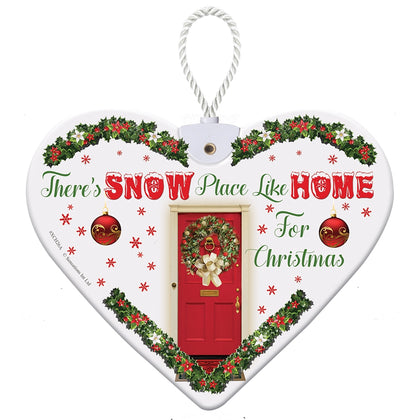 Christmas Snow Place Like Home Heart Shaped Hanging Plaque