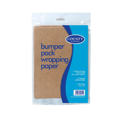Brown Wrap 3 Sheets, Labels & Tape
