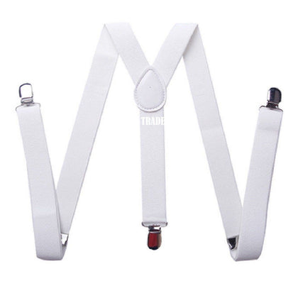 X Shape Trouser Braces White with Strong Metal Clips