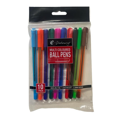 Pack of 10 Assorted Coloured Ball Pens