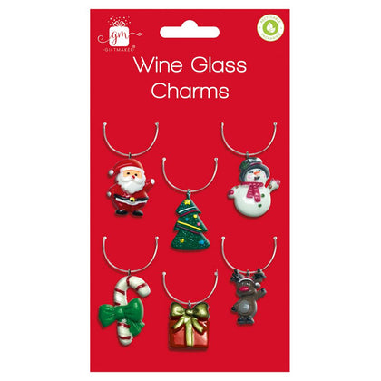 Pack of 6 Christmas Design Wine Glass Charms