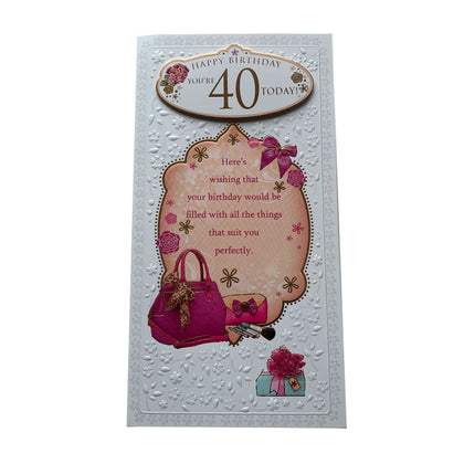 Happy Birthday You're 40 Today Open Female Soft Whispers Card