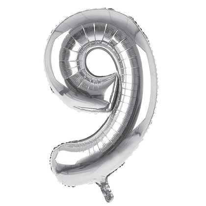Giant Foil Silver 9 Number Balloon