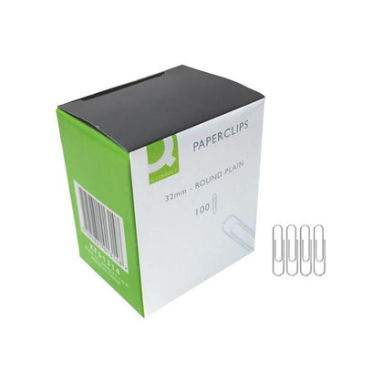 Box of 1000 Paperclips Plain 32mm (10 Packs of 100)
