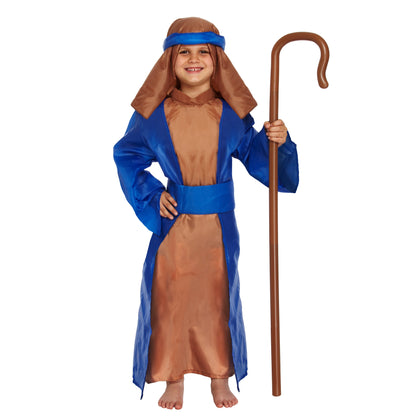 Child Shepherd Blue 7-9 Years Medium Fancy Dress Up Costume Nativity