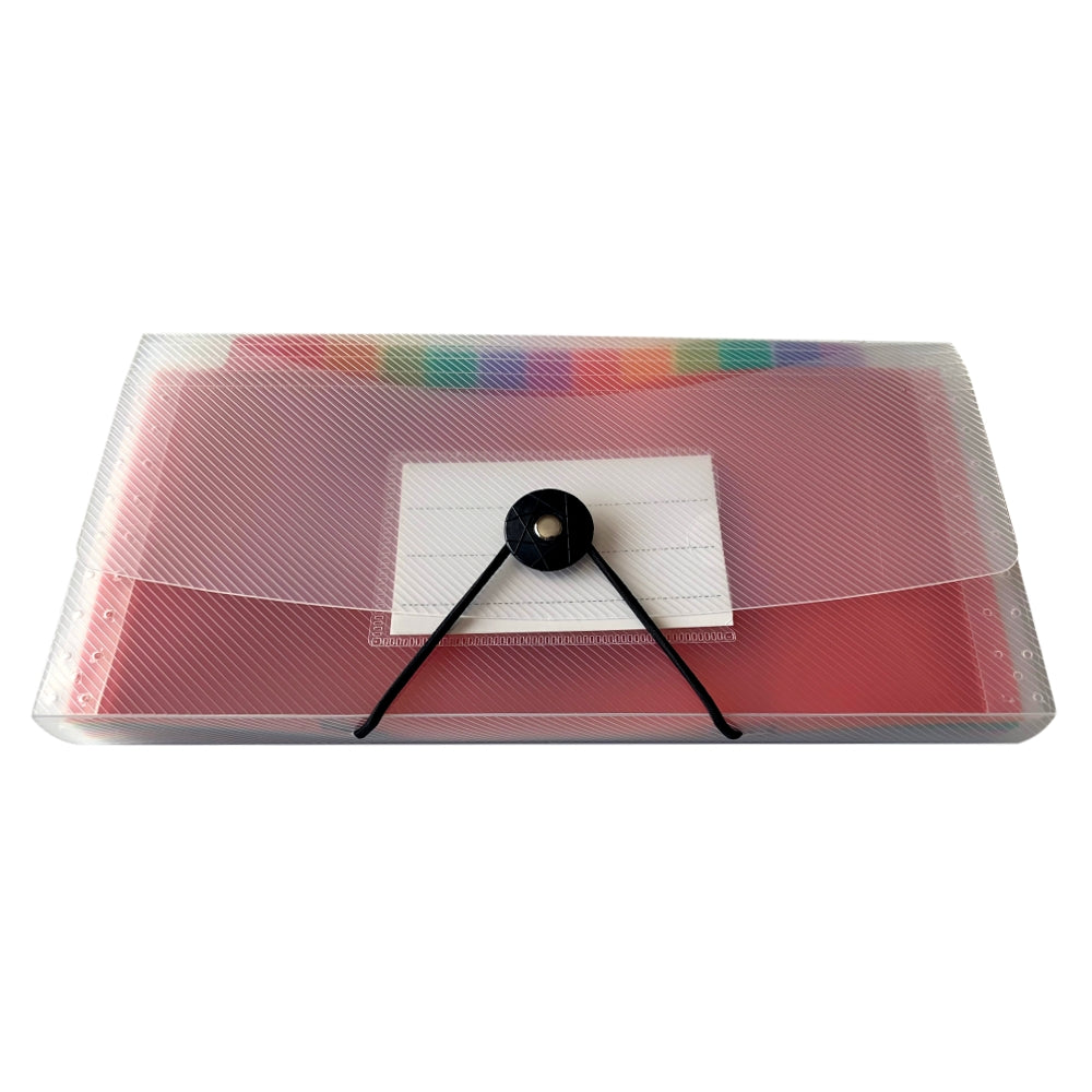 13 Part DL Rainbow Coloured Tabs Expanding File with Elastic Closure