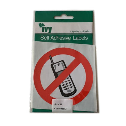 Pack of 3 No Mobile Phone Sign Self Adhesive Label Sticker
