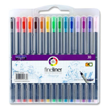 Box of 30 Hexagrip Fineliner Coloured Pens by Pro:scribe