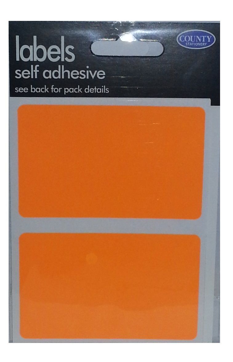 Pack of 8 50mm x 80mm Fluorescent Orange Self Adhesive Rectangular Labels (C546)