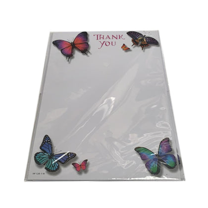 Pack of 20 Butterfly Design Thank You Sheets and Envelopes